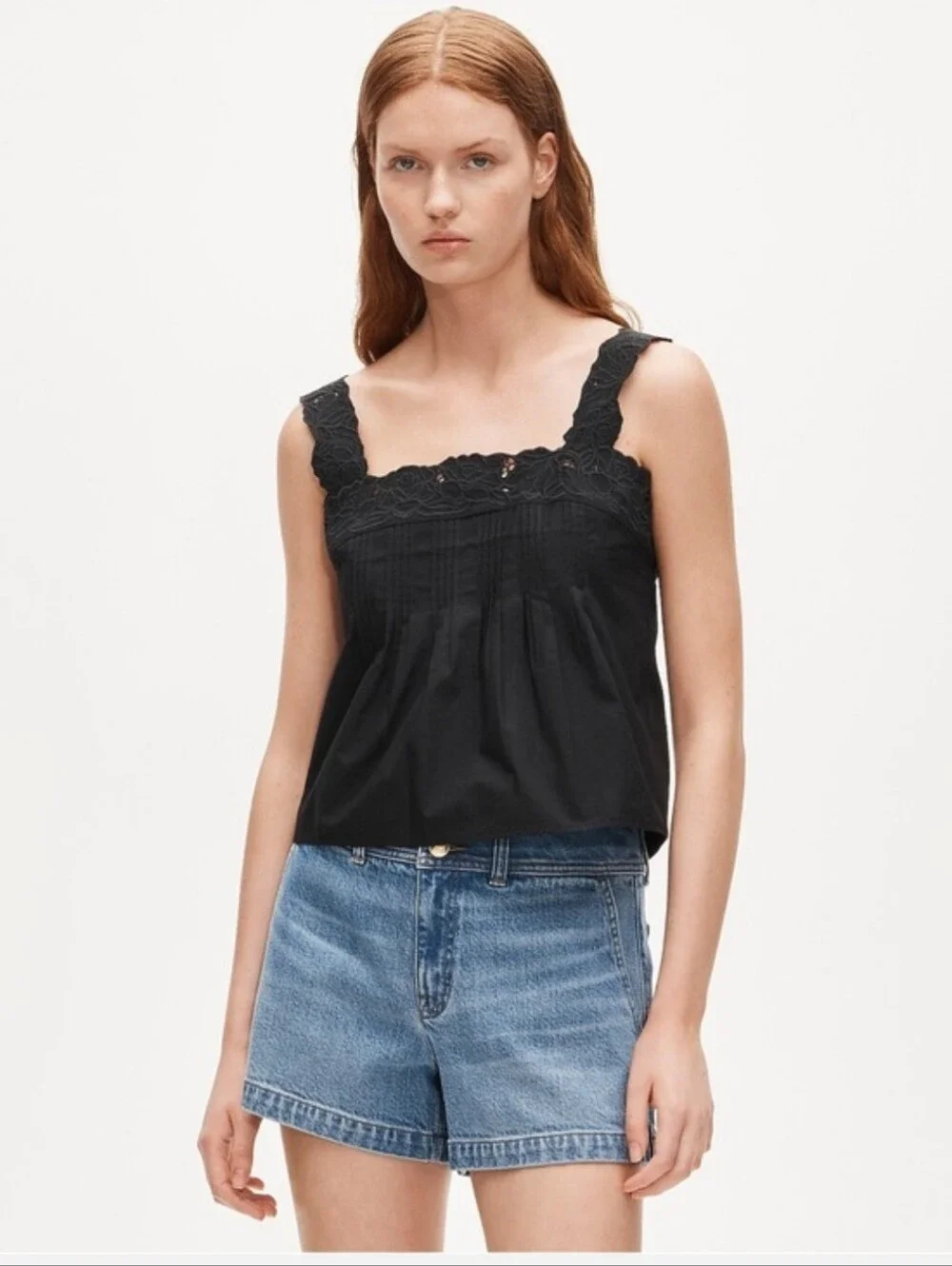 NWT J.Crew swingy lace top features a square neckline and delicate embroidery